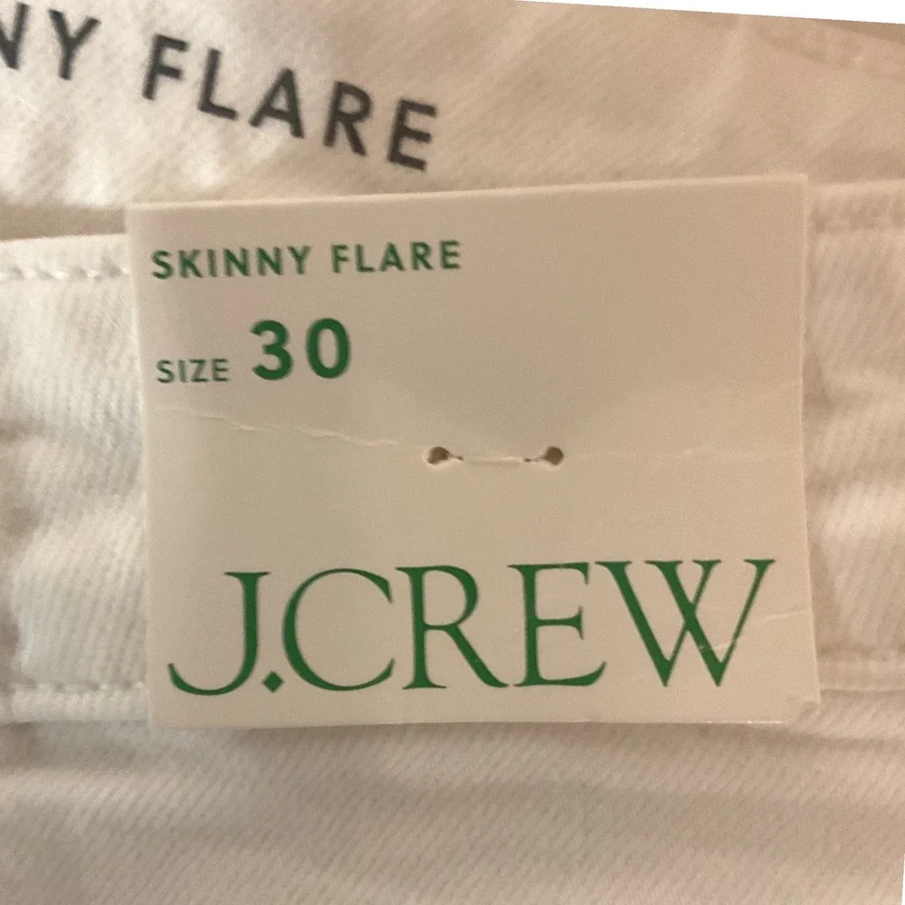 J. Crew Women's Skinny High Rise Stylish Trendy Flared Leg Pants White Sz 30 NWT